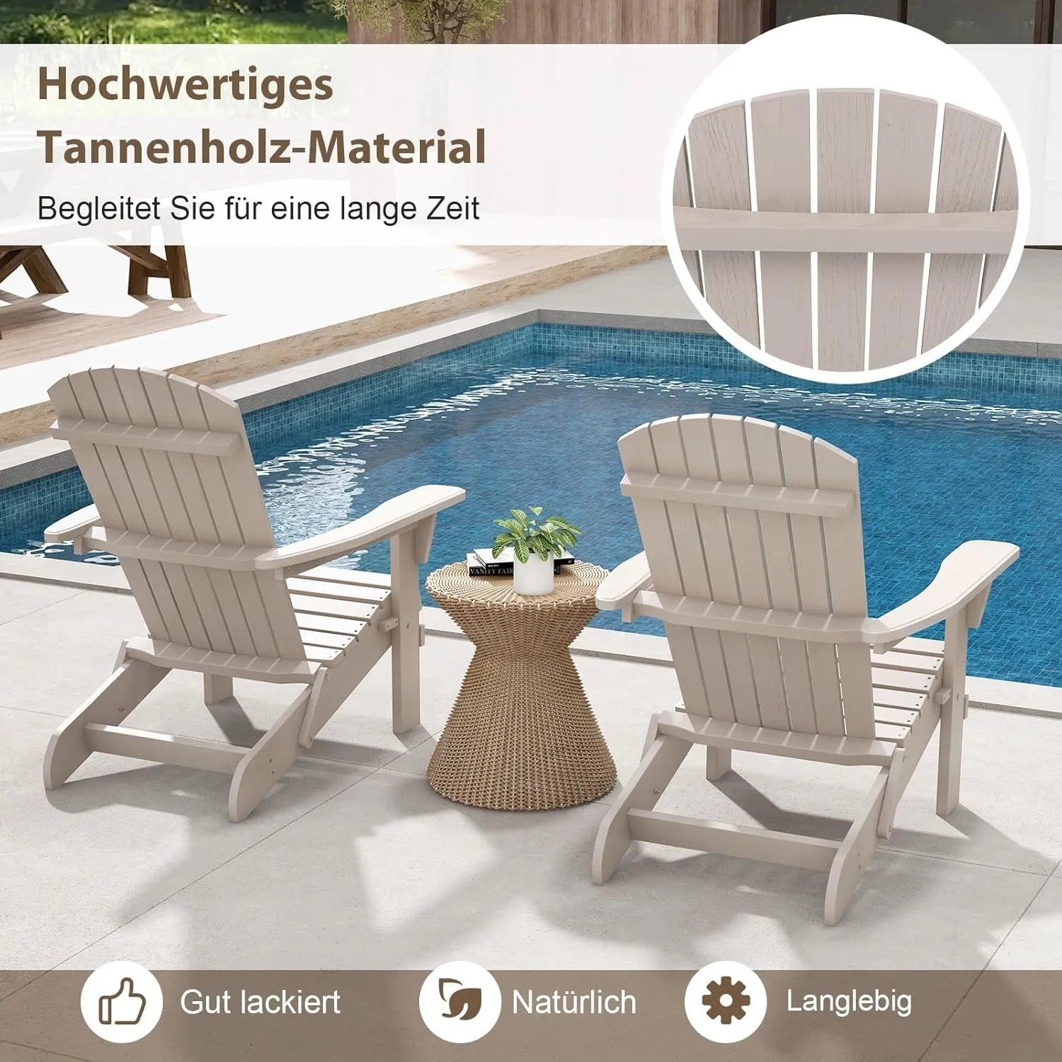 Costway Adirondack Stuhl Klappbar Holz Grau 180 kg Tragfähigkeit_4