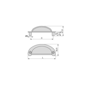 Emuca Möbelgriff Alberic L77 mm 64 mm AChsenabstand Zamak Schwarz Lackiert