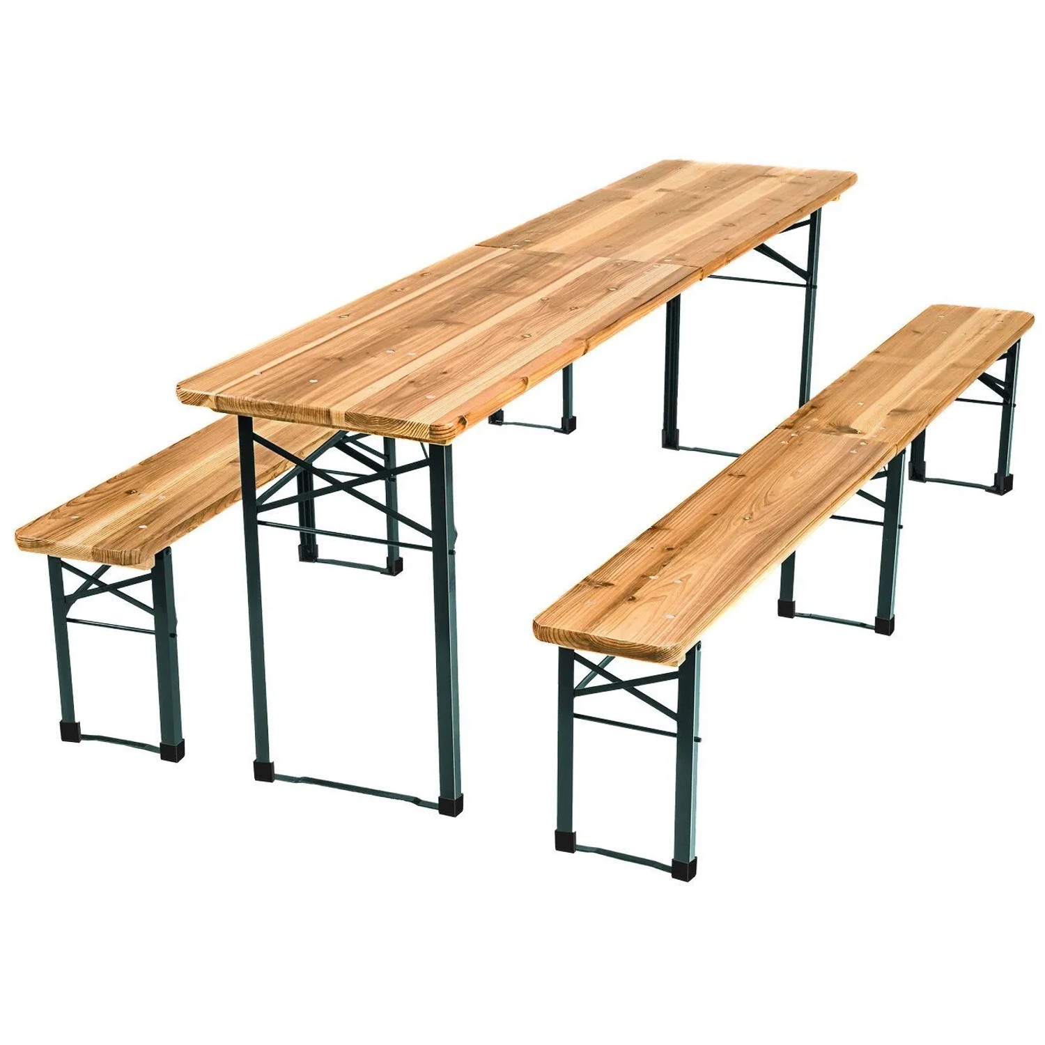 Tectake Bierzeltgarnitur Ralf 3 Teilig  Klappbar Tisch 220 x 50 5 x 77 5 cm  Bank 220 x 25 x 47 5 cm  220 x 50 50 x 77 50 cm Braun