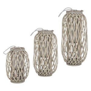 ECD Germany 3Er Set Laterne Ried 40xØ26cm/50xØ28cm/60xØ30 cm Natur