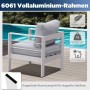 MeXo Gartenmöbel Set aus Aluminium Loungeset für 4 Personen Weiß_3