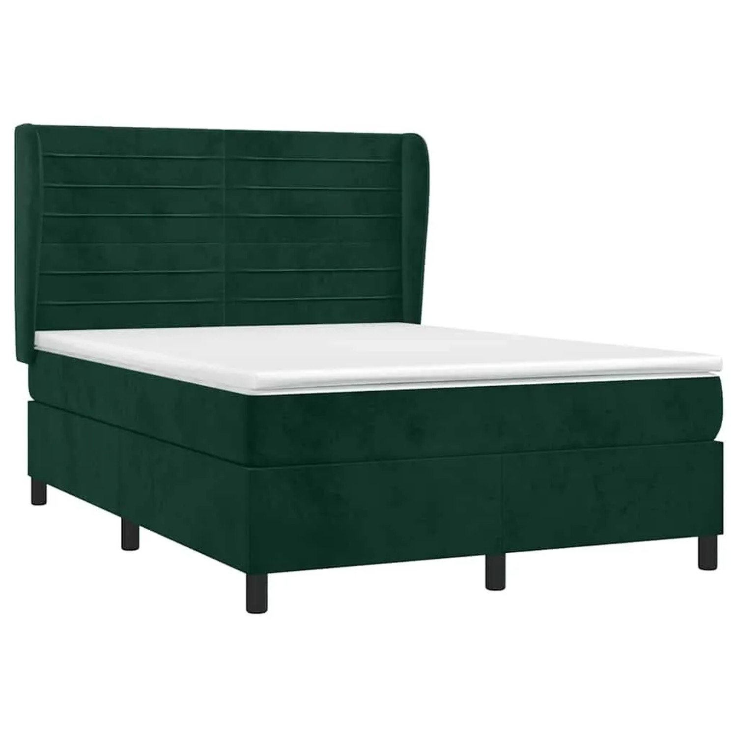vidaXL Boxspringbett mit Matratze Dunkelgrün 140x200 cm Samt 3129276 günstig online kaufen