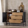 SoBuy Sideboard Küchenschrank Buffet mit 3 Schubladen Braun-Schwarz 114x83x40cm HFSB02-SCH_3