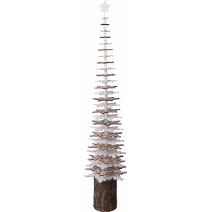 Holz-Tannenbaum in Schneeflockenoptik, 68,5 cm, Weihnachtsdeko für den Innenbereich.