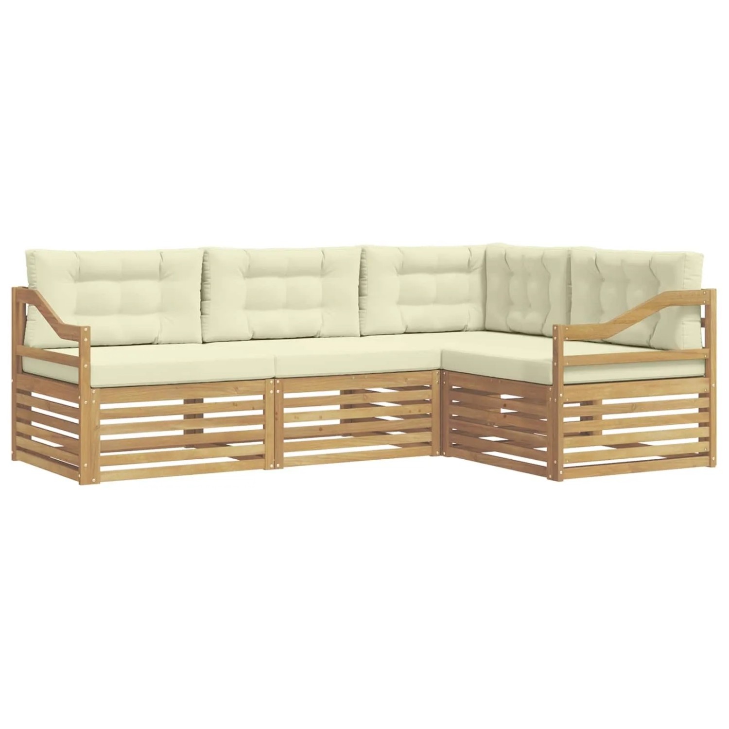 vidaXL Outdoor-Sofagarnitur 4 Stk Weiß und Creme 245,5 x 166,5 x 73 cm 3390420