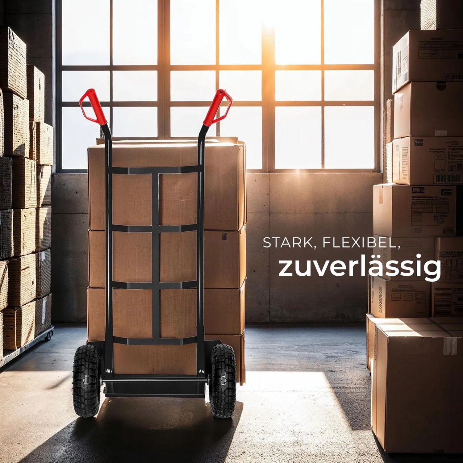 Tectake Sackkarre Mit Stahlrahmen Luftbereifung 55 x 44 x 119 cm Schwarz_7