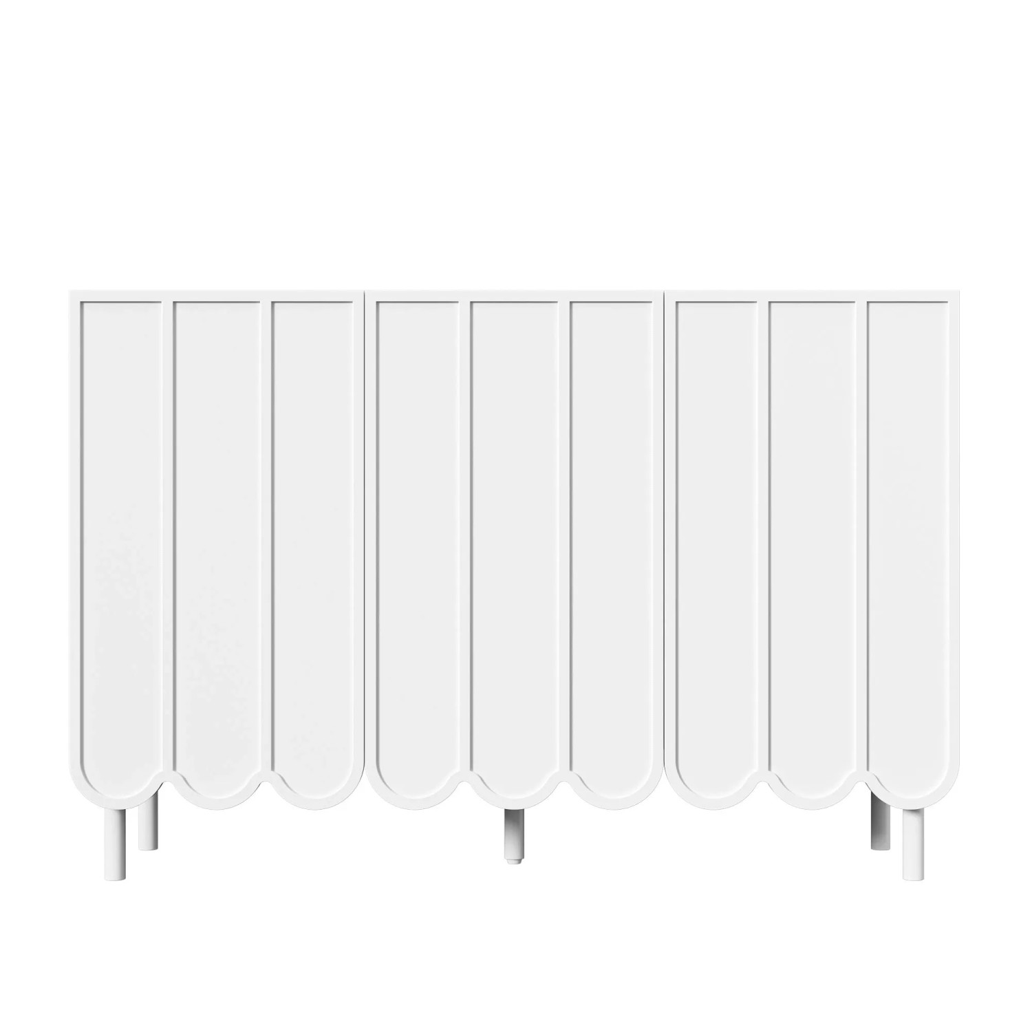 PXloue Sideboard Wohnzimmerschrank Weiß mit  Grifflosem Design und Verstellbaren Regalböden