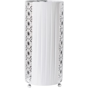 Weiße Näve Tischleuchte Dandy mit floralem Muster, Stoffschirm und Schnurschalter.