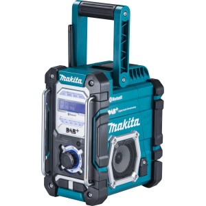 Makita Akku-Baustellenradio DMR112 mit Bluetooth, DAB+, FM und USB-Anschluss.
