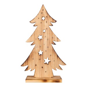 Näve LED Holz Tannenbaum, 47cm, Weihnachtsdeko für Innen, mit Sternen und warmweißem Licht.