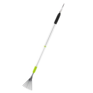 Galaflor Kleinfächerbesen aus Stahl mit Teleskopstiel, verstellbar von 51 bis 76 cm.