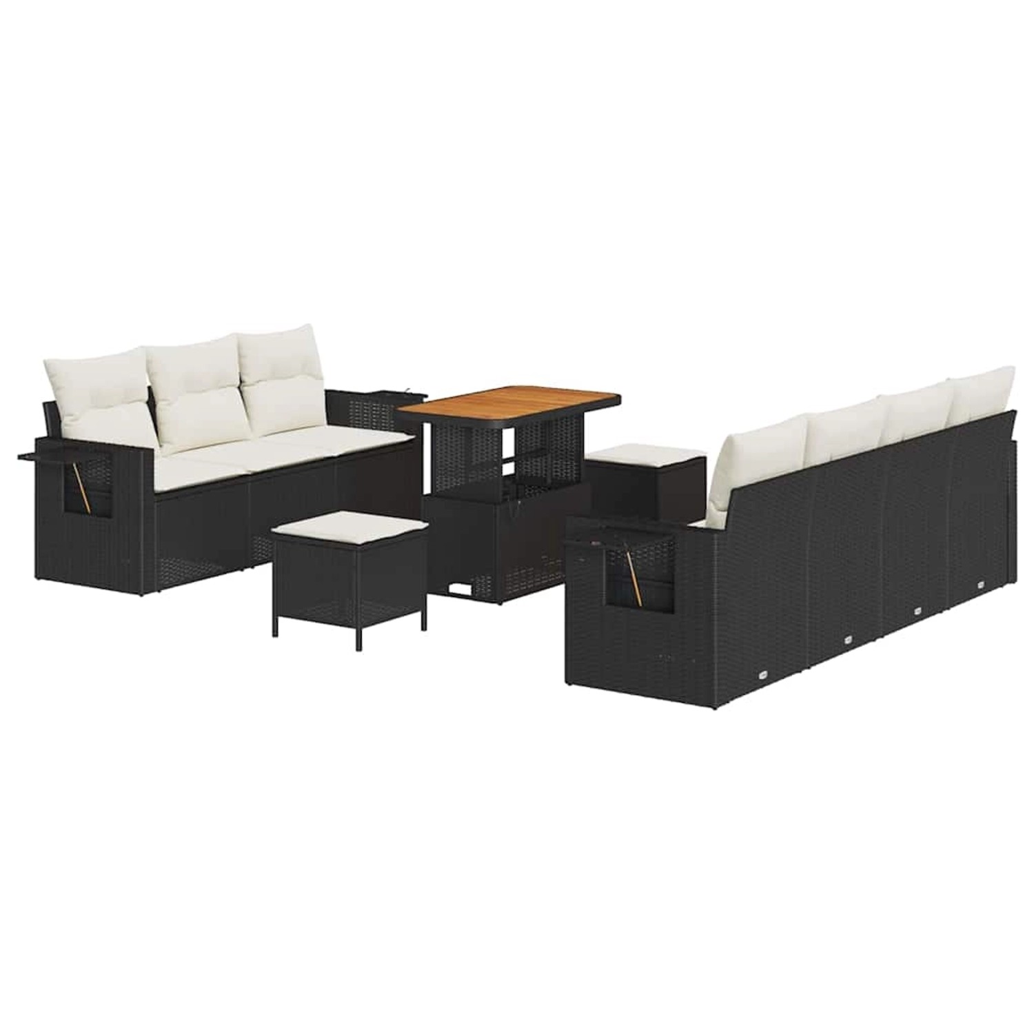 vidaXL Garten-Sofa-Set 10-Tlg Schwarz Poly Rattan 3361710 günstig online kaufen