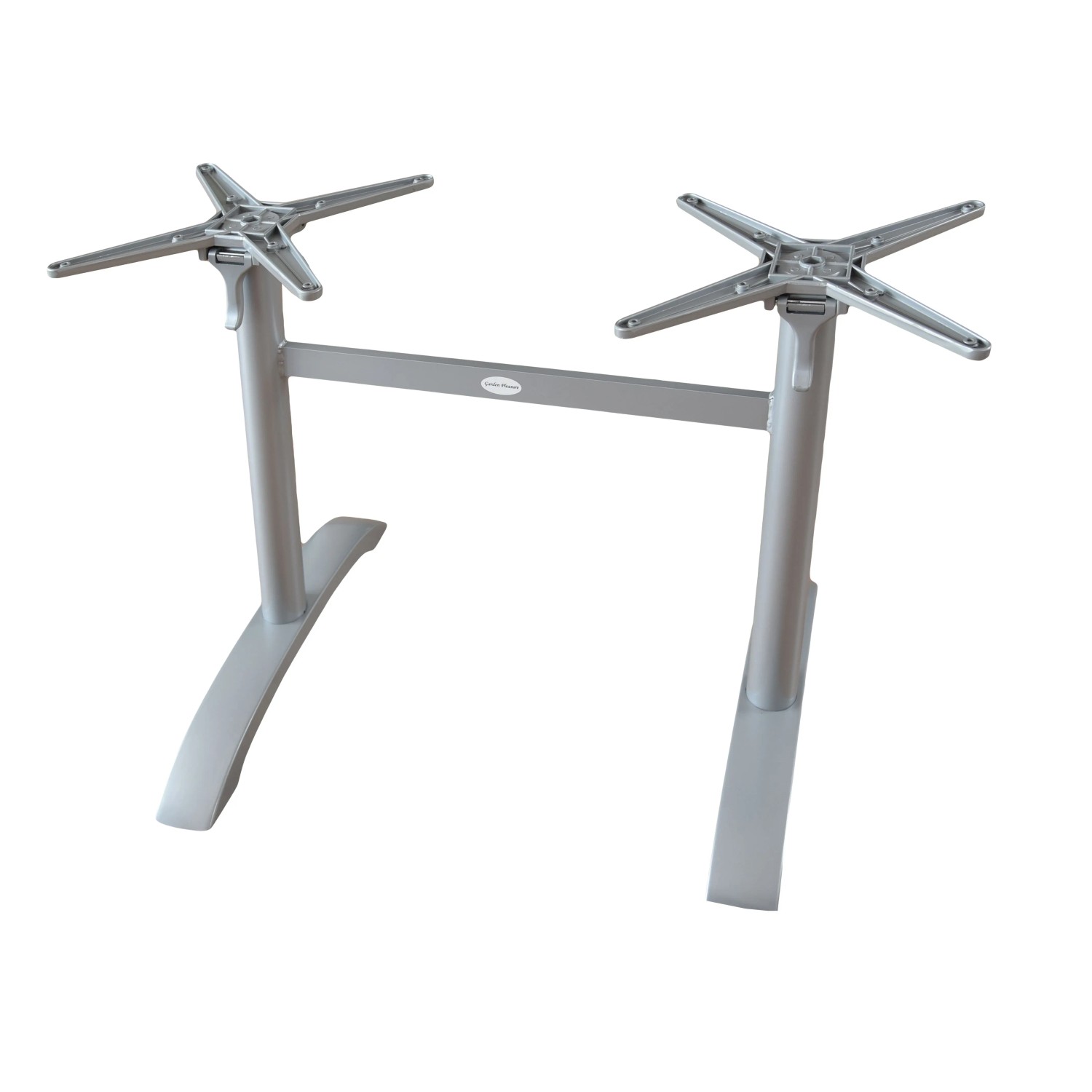 DELUKE Tischgestell ILSE Doppelwangen Aluminium Silberoptik 72x60x102cm Tischuntergestell Tischbeine