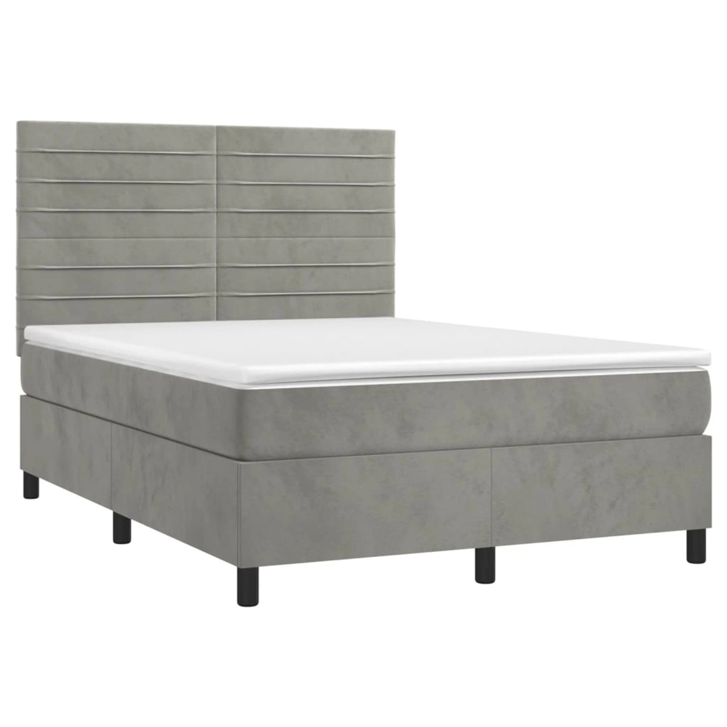 vidaXL Boxspringbett mit Matratze & LED Hellgrau 140x190 cm Samt 3136179 günstig online kaufen