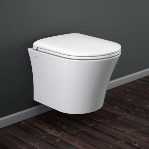 Domberg Wand-WC-Set DB1001, weißes Hänge-WC mit WC-Sitz und Absenkautomatik.