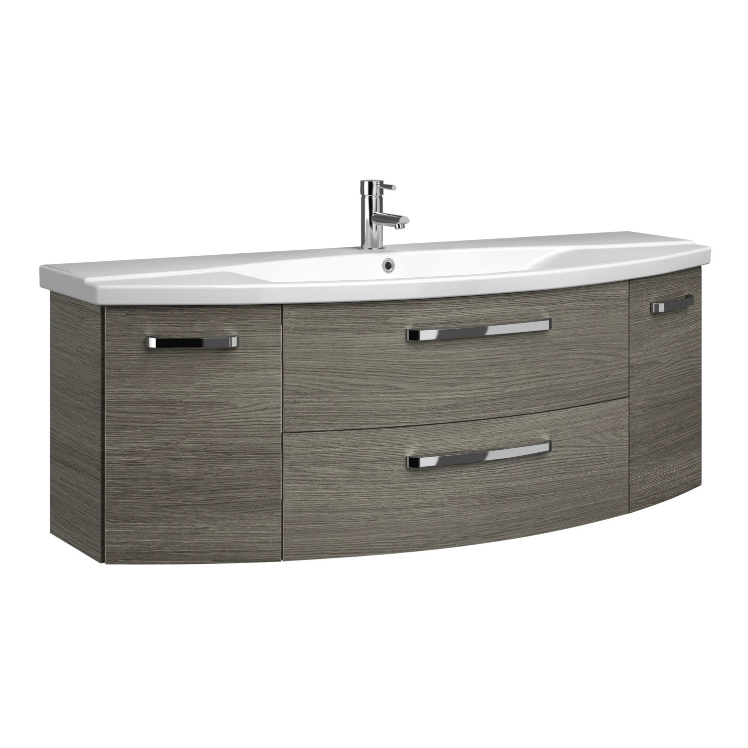 Pelipal Waschtisch Serie 4010, 144 cm, Graphit, mit Softclose. Einzelwaschtisch mit zwei Schubladen.