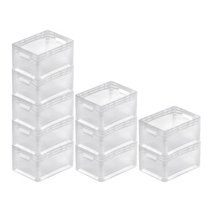 Set aus 10 transparenten Euroboxen LightLine, 24 Liter, mit offenen Griffen. Ideal zur Aufbewahrung und zum Transport.