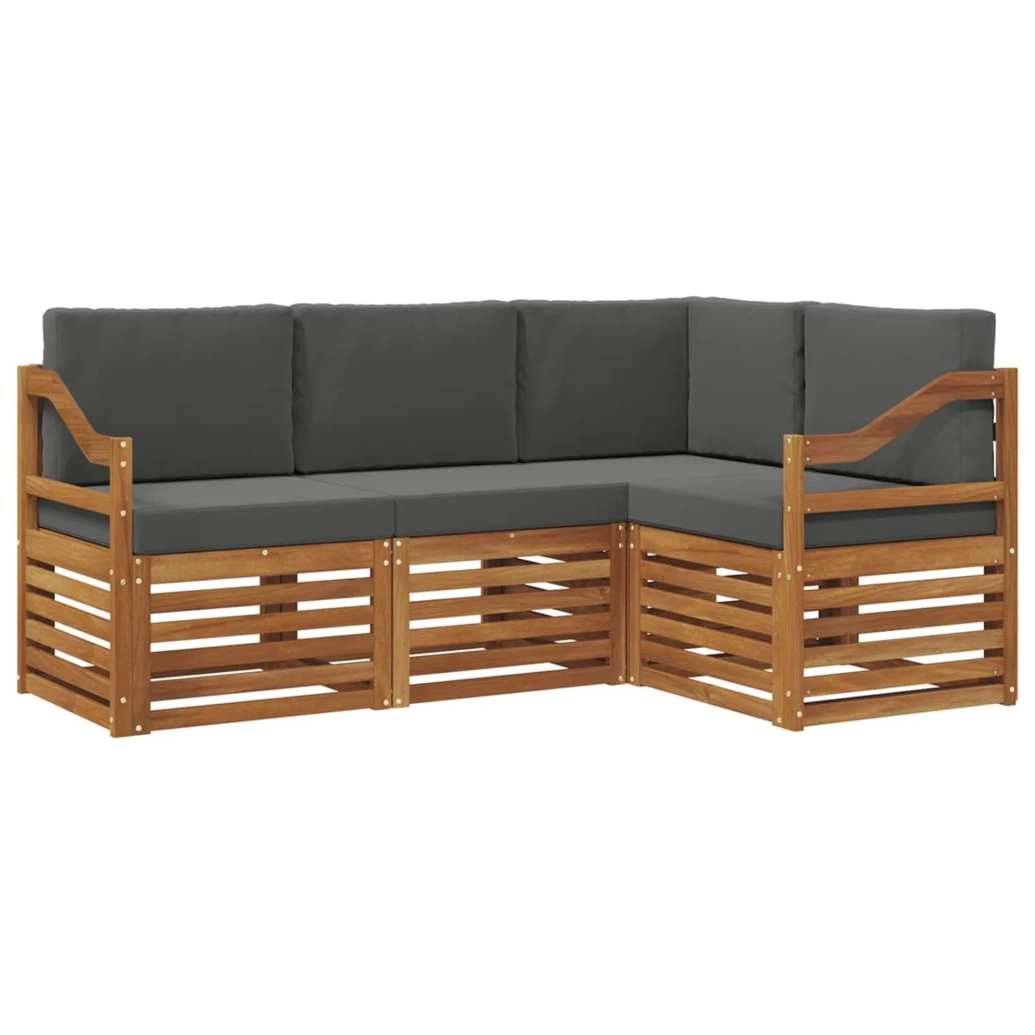 vidaXL Sofagarnituren 4 Tlg Natur und Anthrazit Massivholz Akazie 3374747