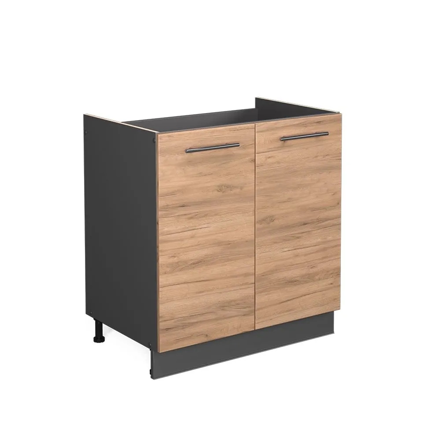 Vicco Spülenunterschrank Fame-Line Goldkraft Eiche Anthrazit 80 cm ohne Arbeitsplatte