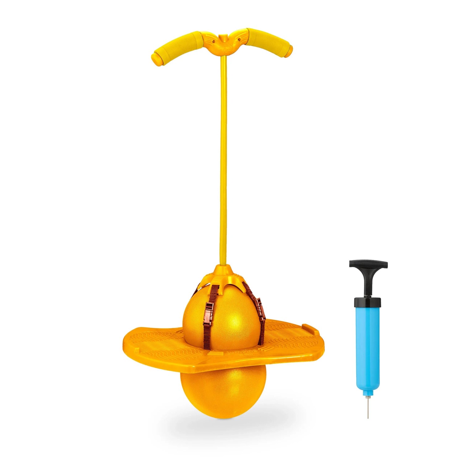Relaxdays Pogo Ball Kunststoff Gelb mit Griffen 74 cm x 39 cm x 29 cm 0,91 kg