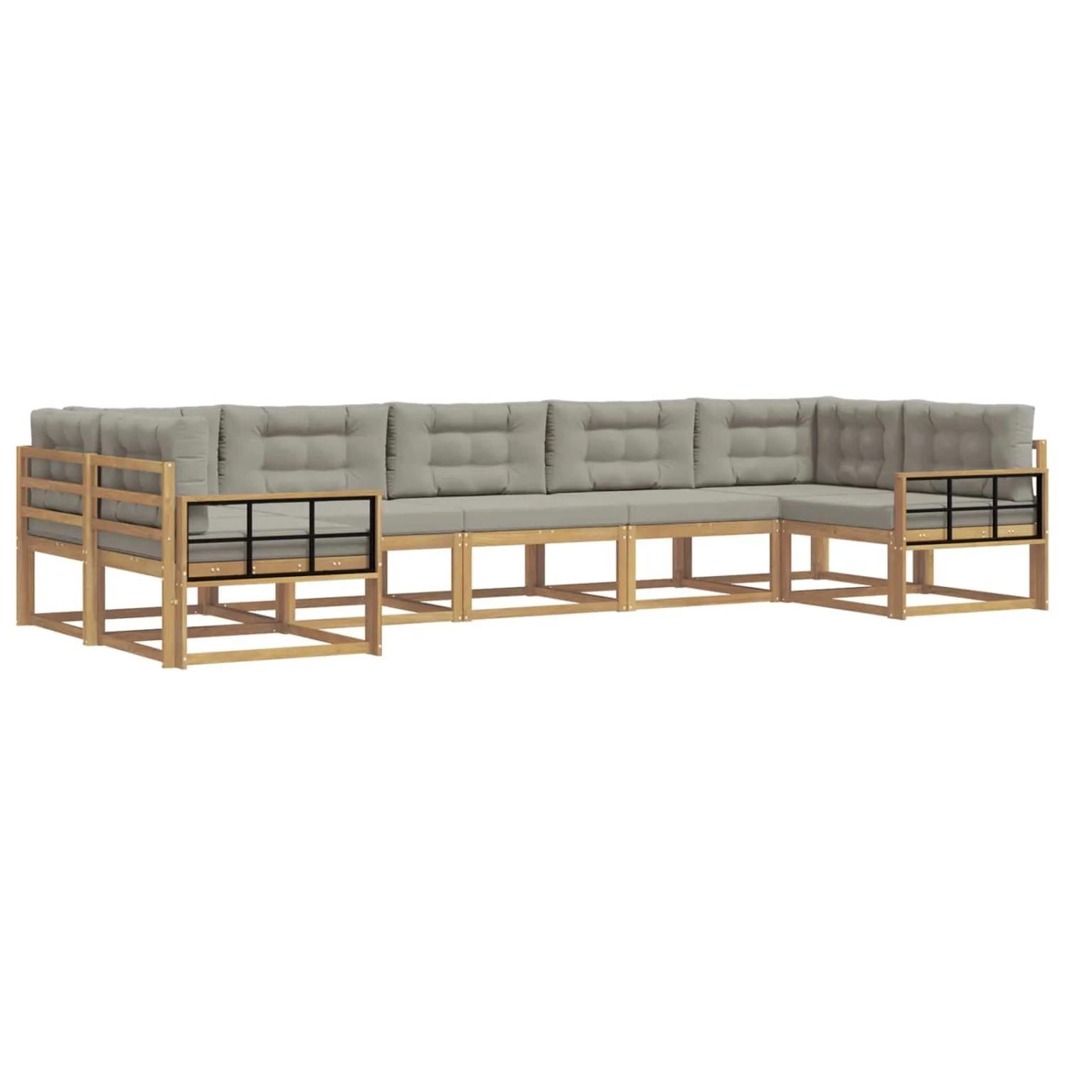 vidaXL Outdoor-Sofagarnitur mit Kissen 7 Stk Weiß und Hellgrau 3386980