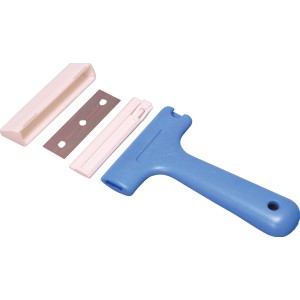 JBL Aqua-T Handy Scheibenreiniger mit blauen Griff, Klinge und Schutzkappe für Aquarien.
