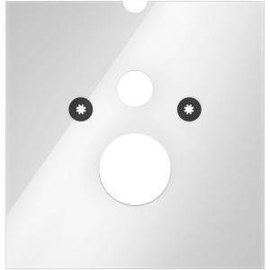 Tecelux WC-Glasplatte, weiß, für Dusch-WC-Aufsatz. WC-Drückerplatte mit Aussparungen.