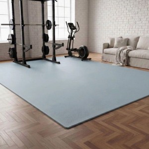 Große grau-blaue eyepower Fitnessmatte aus EVA-Schaum als Bodenschutz im Home Gym. Stoßdämpfend, rutschfest, 30x30 cm.