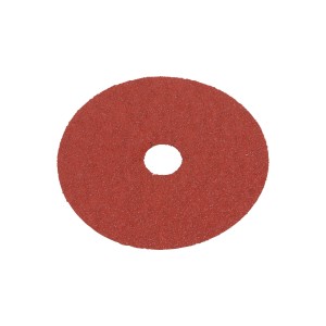 LUX Fiberscheibe, 125 mm, Körnung 40, für Winkelschleifer. Rote Schleifscheibe mit Loch in der Mitte.