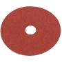 LUX Fiberscheibe, 125 mm, Körnung 40, für Winkelschleifer. Rote Schleifscheibe mit Loch in der Mitte.