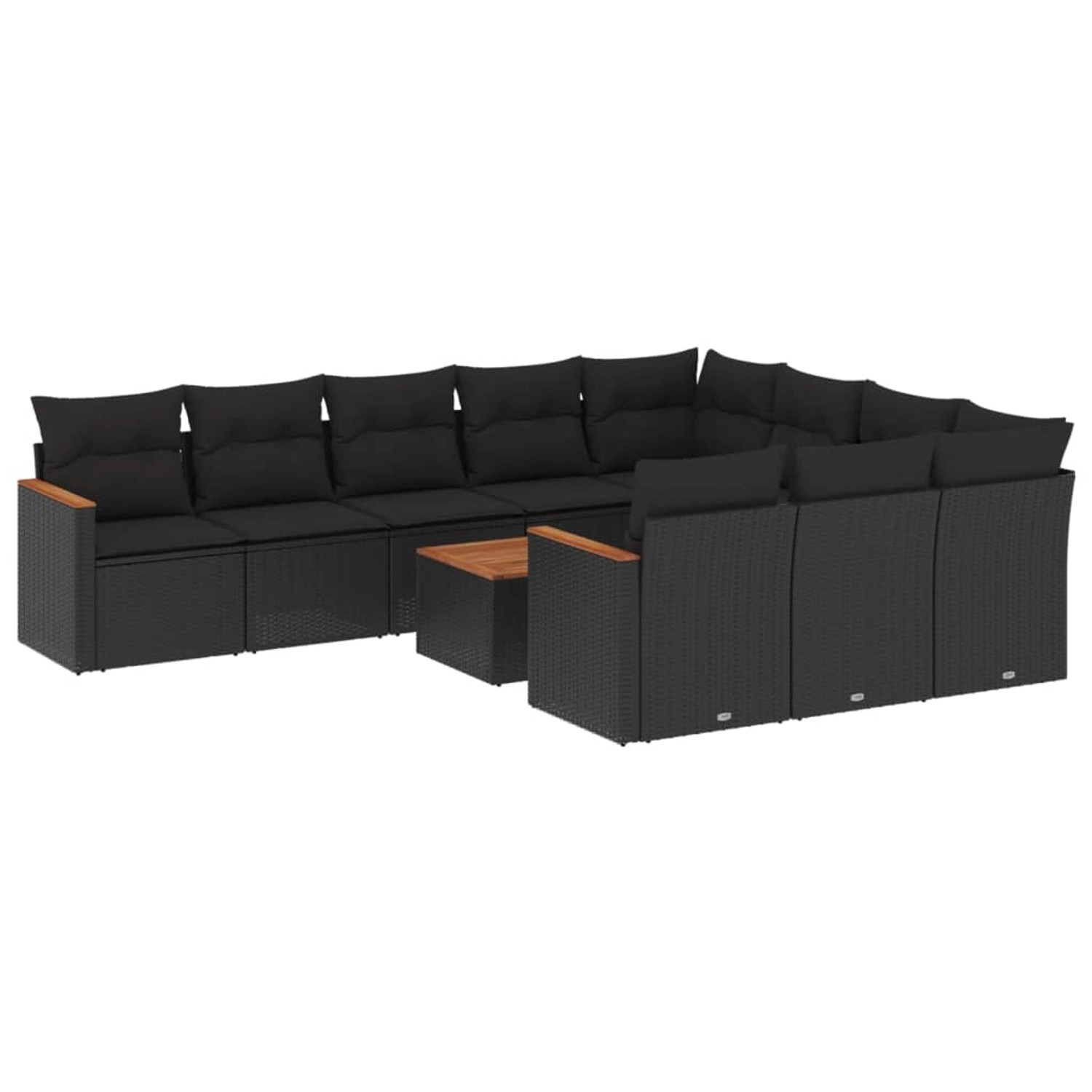 vidaXL 11-Tlg Garten-Sofagarnitur mit Kissen Schwarz Poly Rattan 3226342 günstig online kaufen
