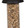 Siena Garden Vogelfutterspender aus Stahl, schwarz, gefüllt mit Vogelfutter, Ø 10 cm x 20 cm.