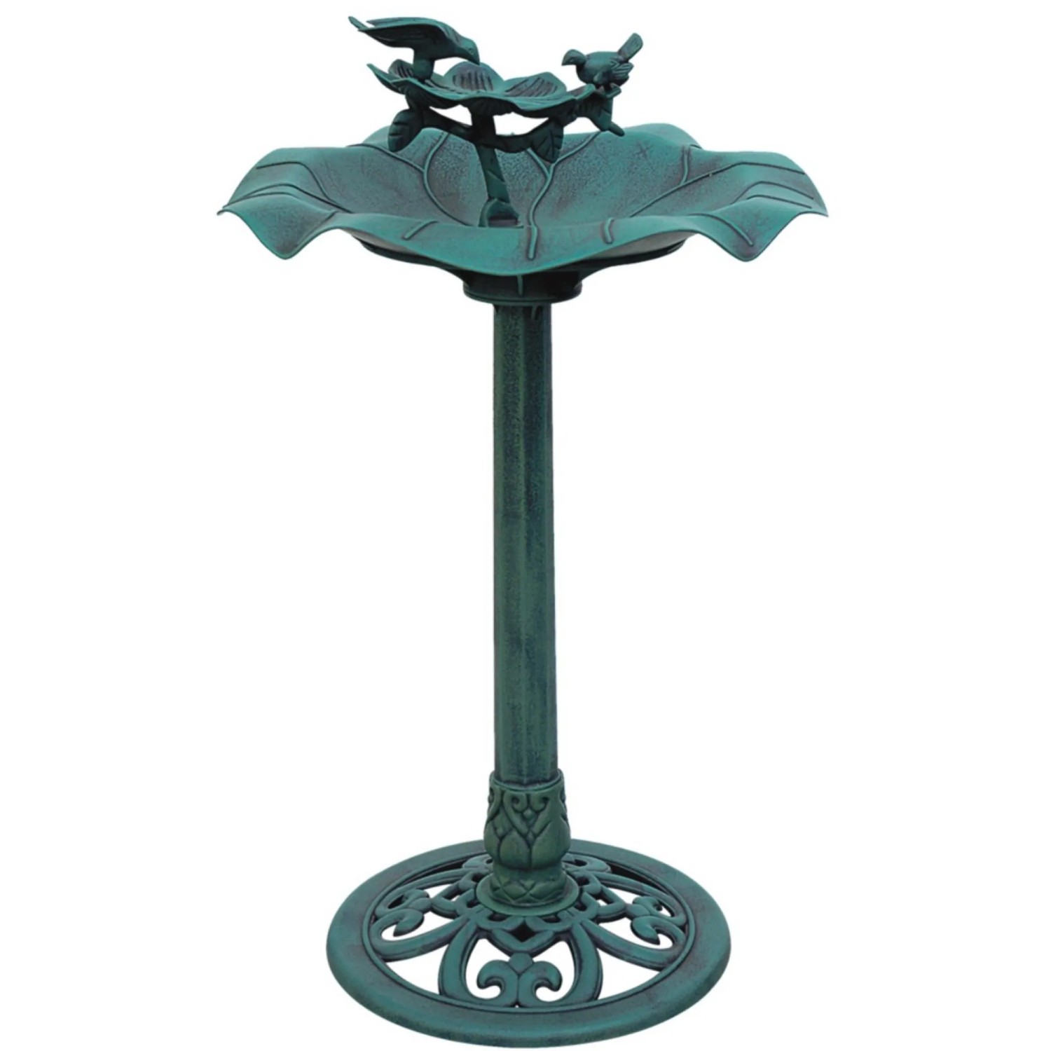 Dekorative Vogeltränke SUSI in Patina-Grün, 82x50x50cm, für Garten und Terrasse.