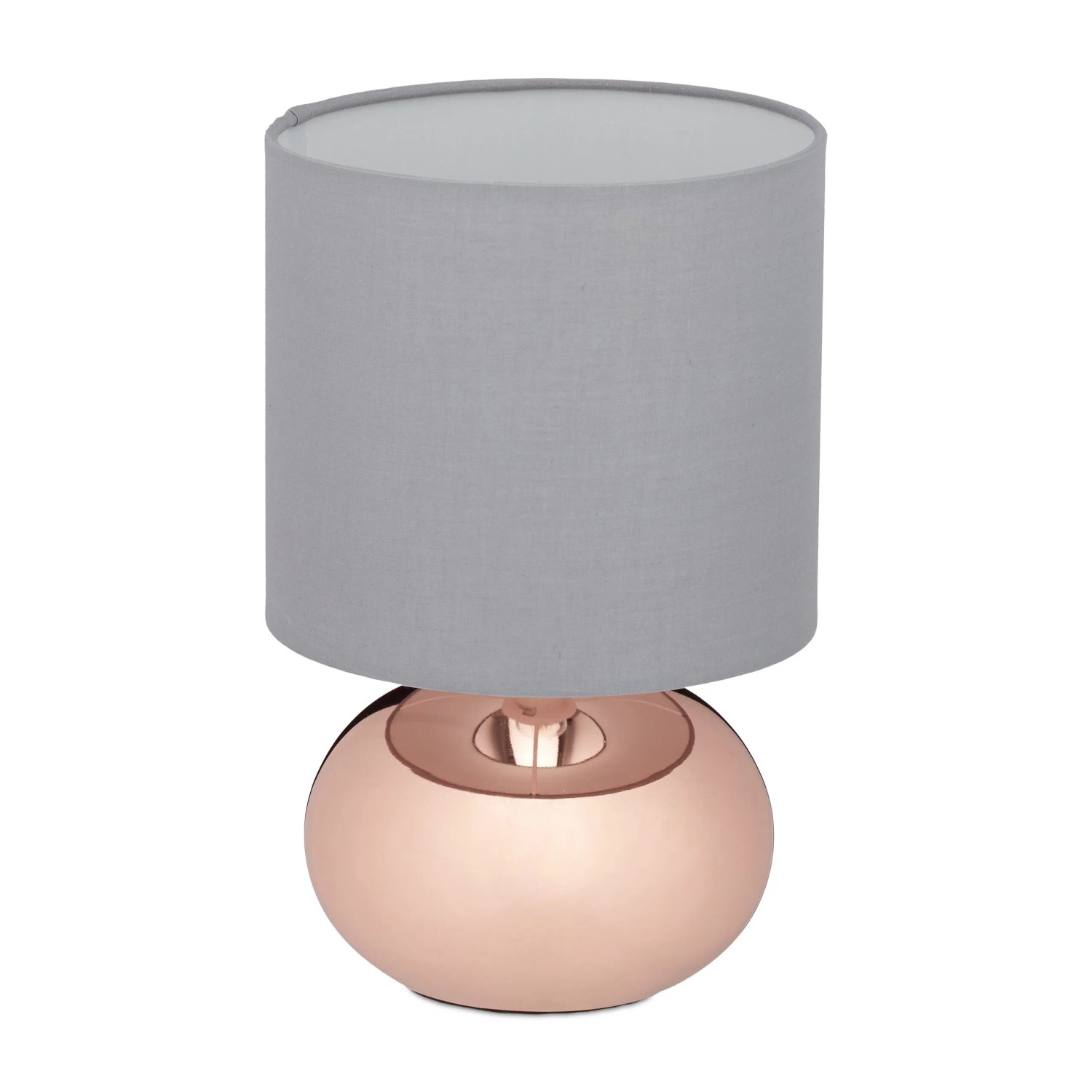 Relaxdays Tischlampe Metall Stoff Kupfer 28 cm x 18 cm 0,5 kg