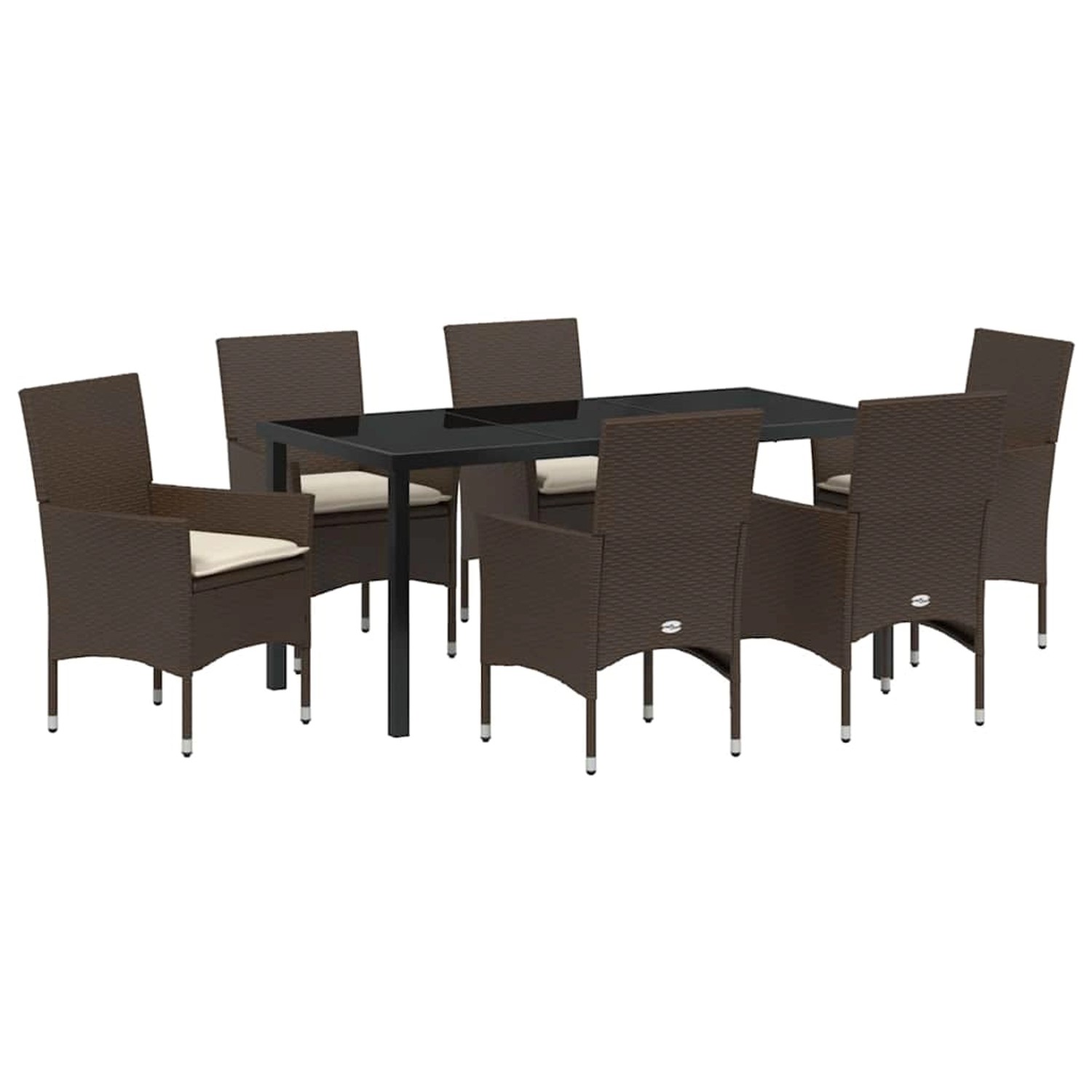 vidaXL Garten Essgruppe mit Kissen 7-Tlg Braun Poly Rattan 3379783 günstig online kaufen