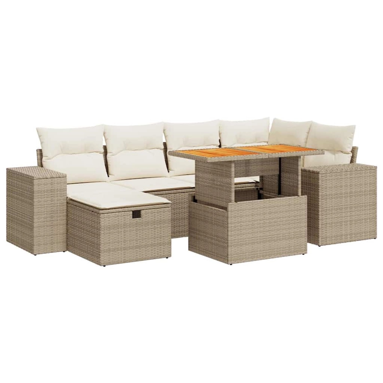 vidaXL 8-Tlg Garten-Sofagarnitur mit Kissen Beige Poly Rattan Akazie 332808 günstig online kaufen