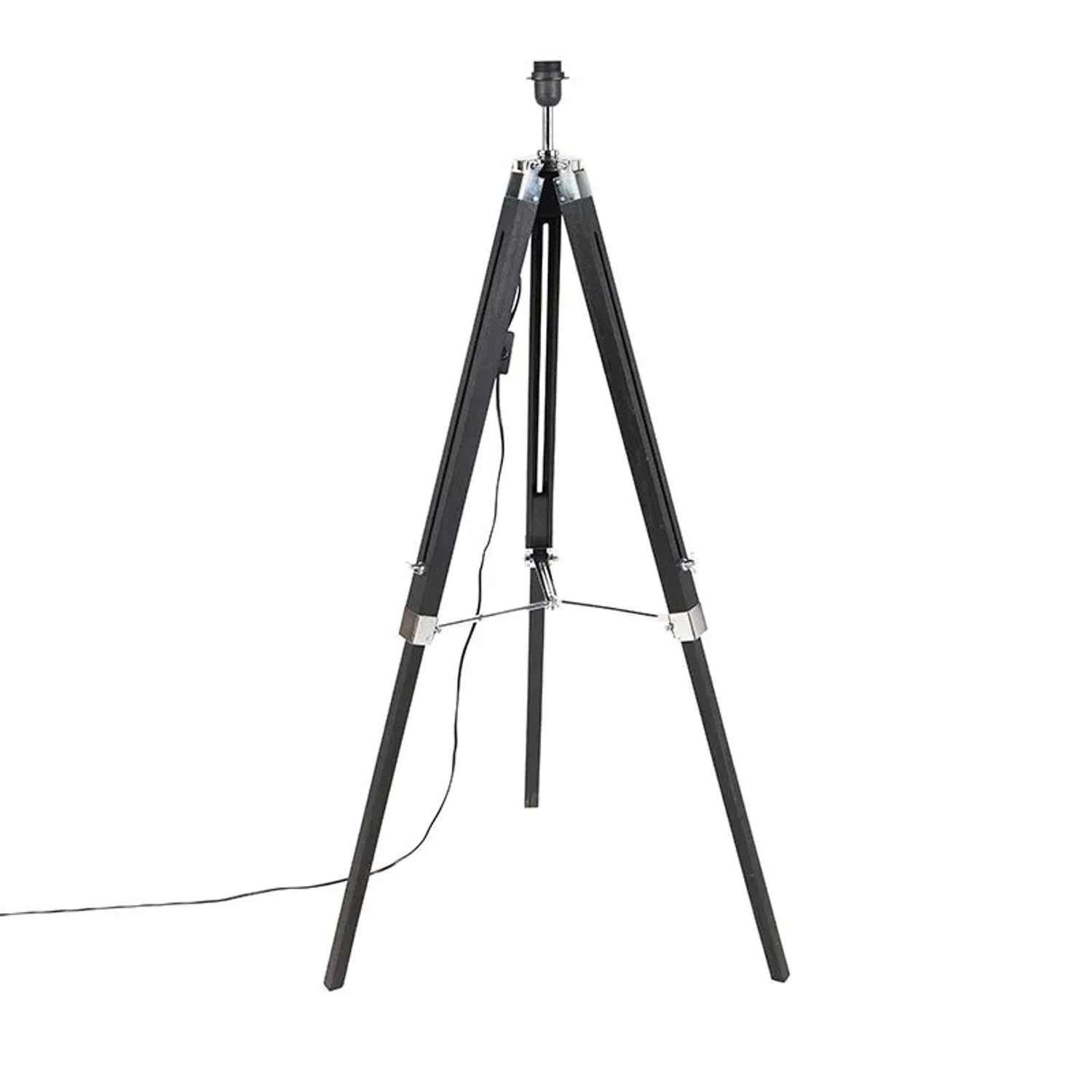QAZQA Ländliche Stehleuchte Schwarz ohne Schirm Tripod