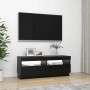 Schwarzer TV-Schrank mit LED-Beleuchtung, 100x35x40 cm, Teil der Wohnwand-Kategorie.
