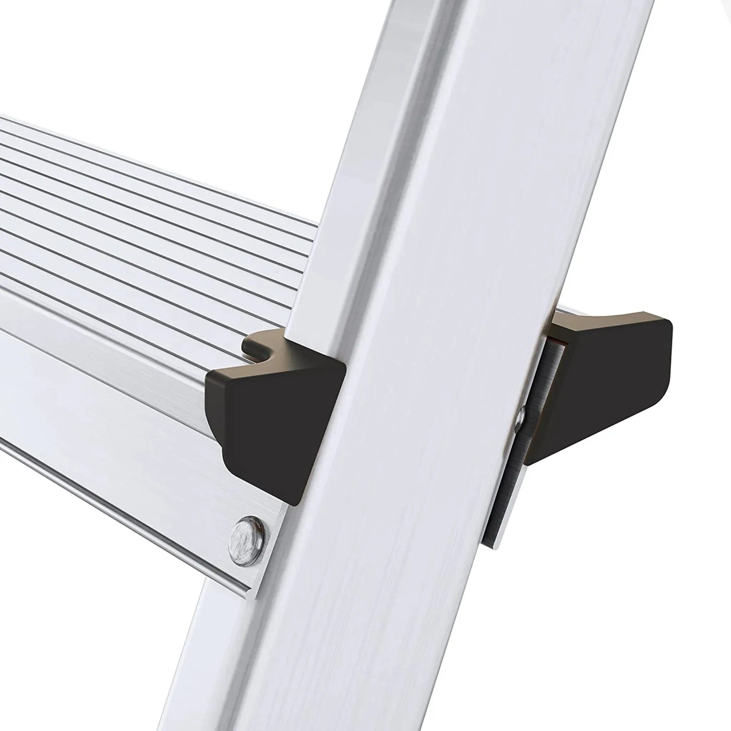 Detailaufnahme: Aluminium-Stufenstehleiter mit 2 Stufen, rutschfest und stabil.