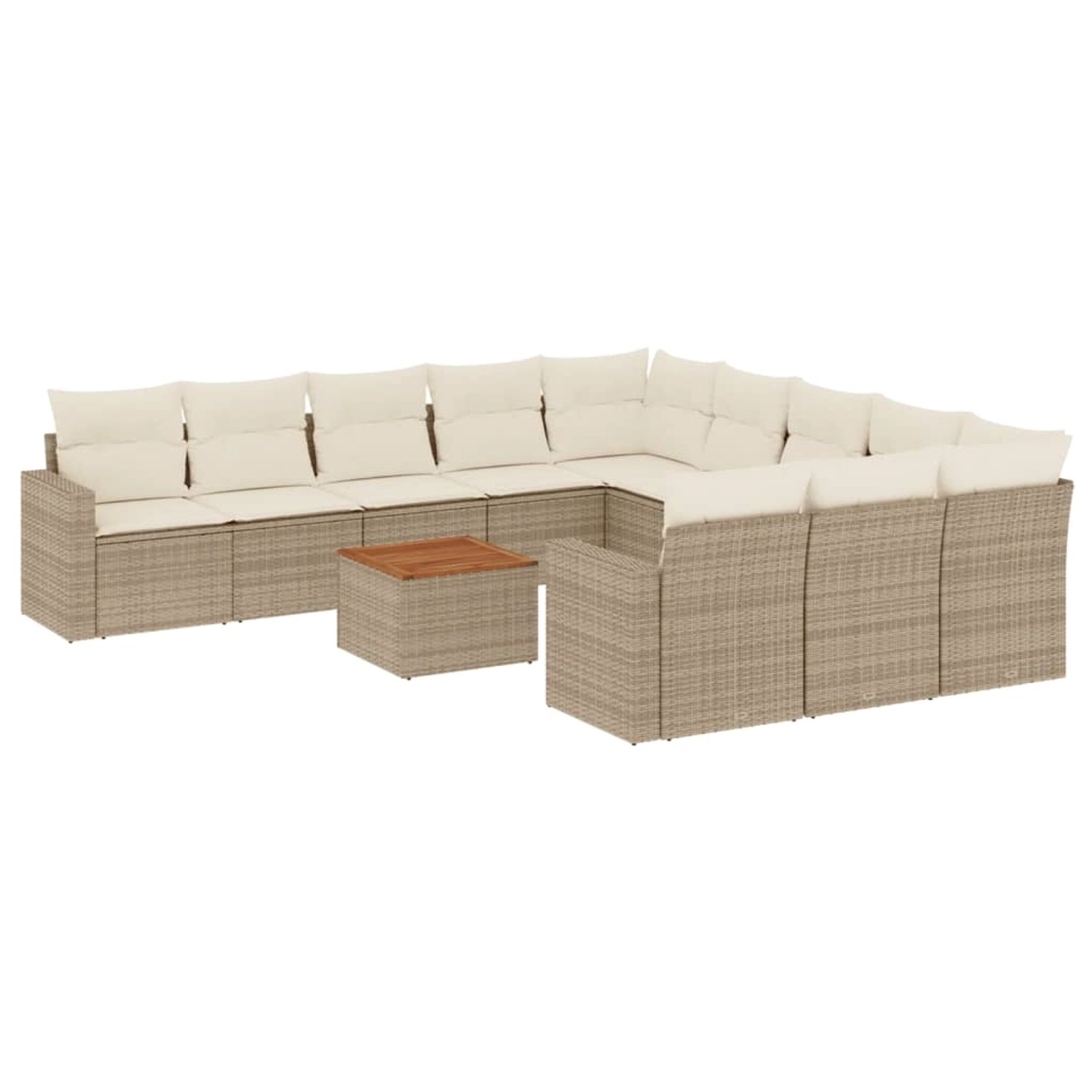 vidaXL 12-Tlg Garten-Sofagarnitur mit Kissen Beige Poly Rattan 3256681 günstig online kaufen