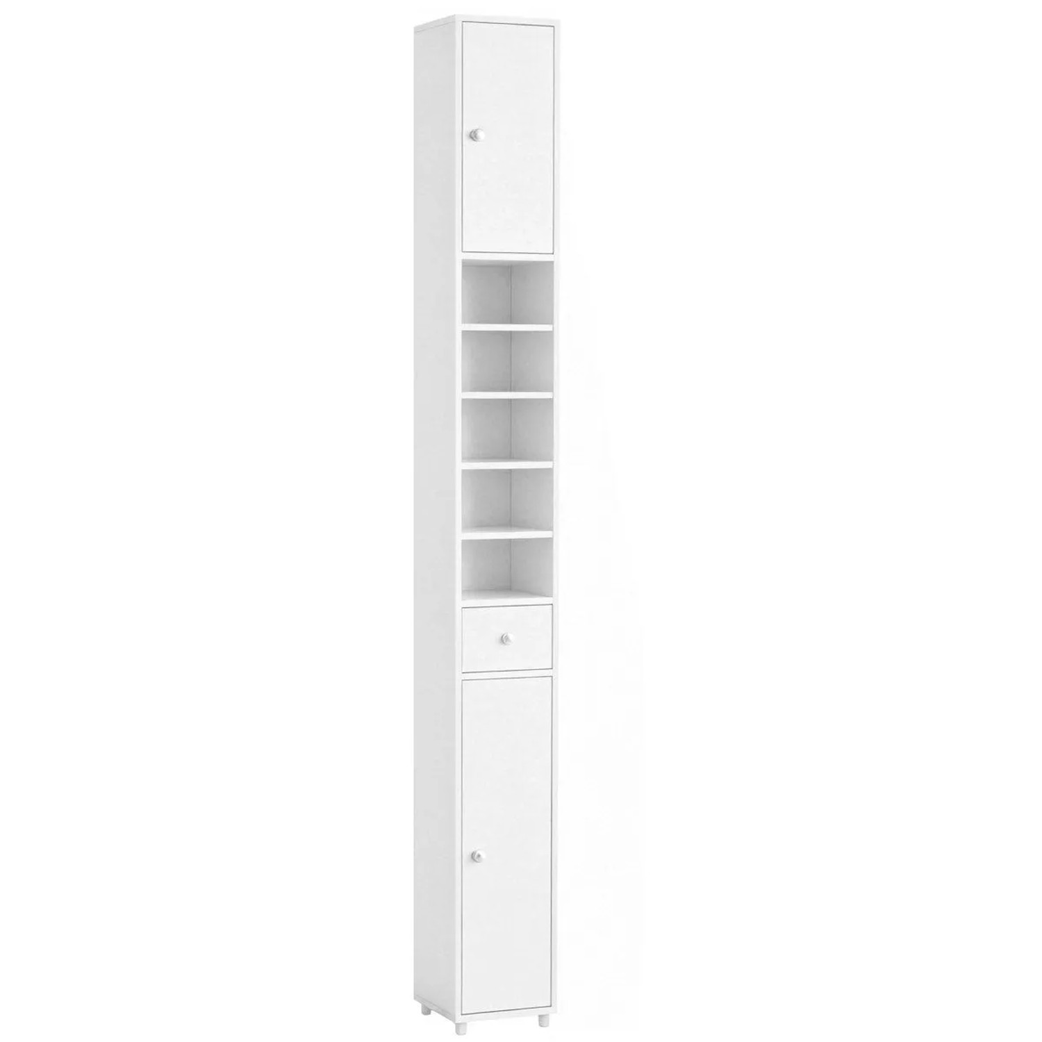 Costway Badschrank Hochschrank Schmal mit Verstellbaren Regalen Weiß