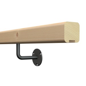 Kordo Wandhandlauf-Set: 2 m Handlauf aus Tanne mit Halterungen, ideal für Treppen und Durchgänge.