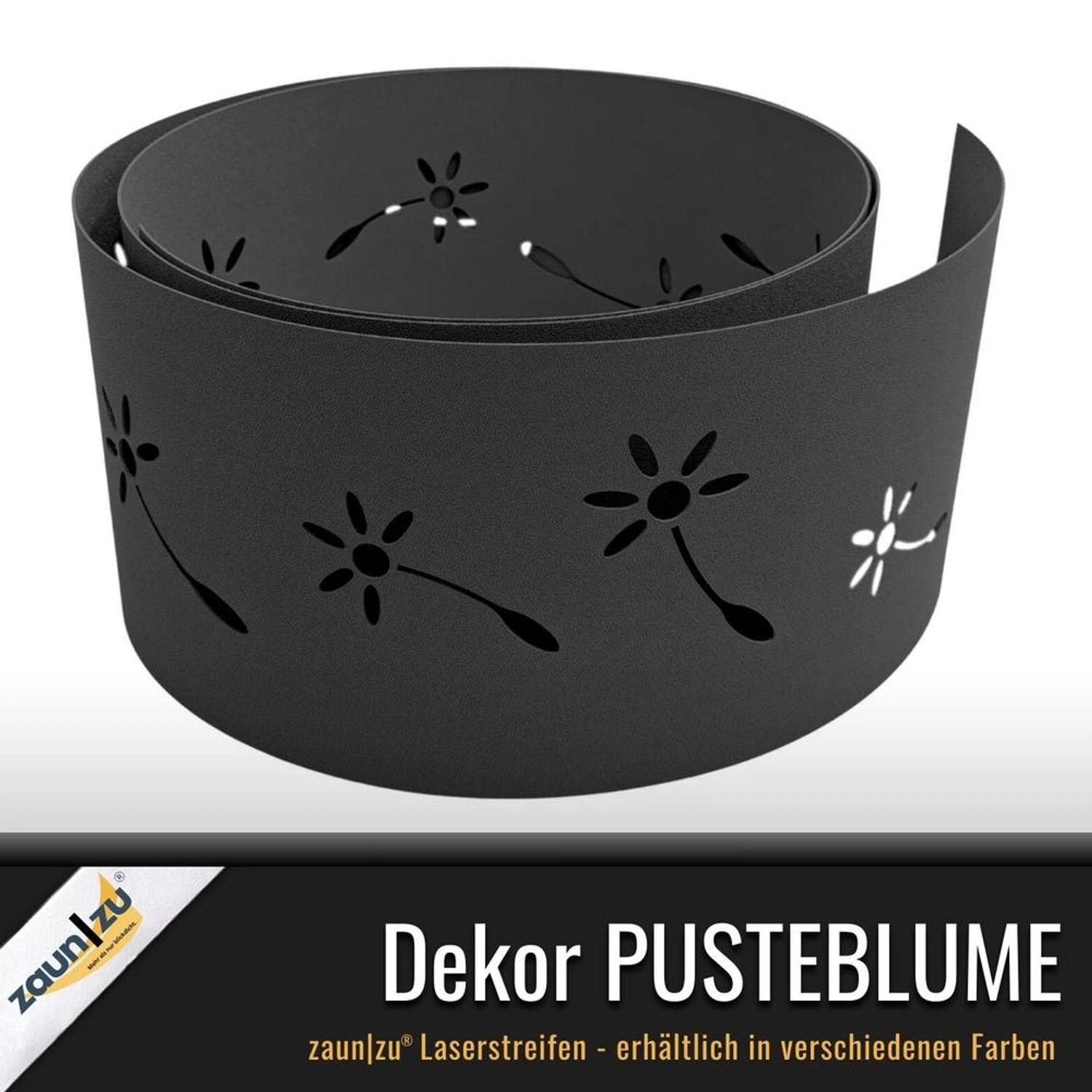 zaunzu Sichtschutzstreifen Premium, Dekor Pusteblume, Bordeauxrot, 2,55m