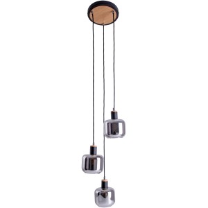 Näve Pendelleuchte Fumoso, 3-flammig, mit getönten Glas-Lampenschirmen und schwarzer Aufhängung.