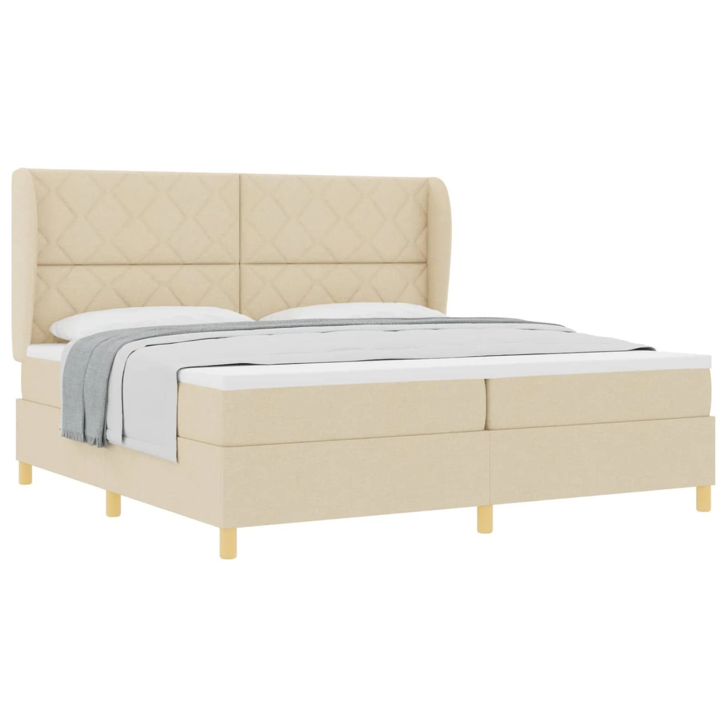 vidaXL Boxspringbett mit Matratze Dunkelgrau 90x190 cm Creme 3340842