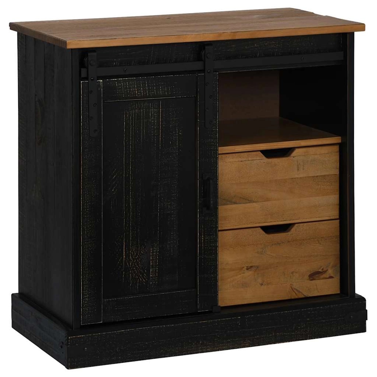 vidaXL Sideboard HALDEN mit Schiebetür Schwarz 80x40x80 cm Massivholz 40184 günstig online kaufen
