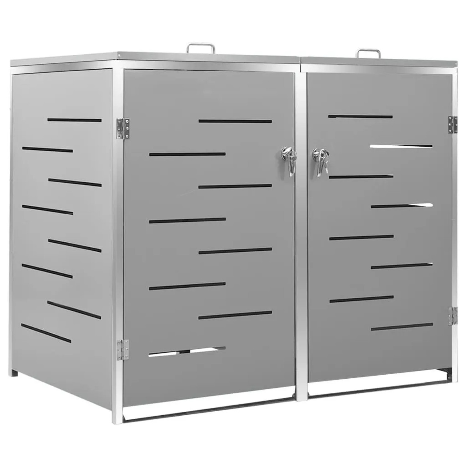 DELUKE 2er Mülltonnenbox JAGU Edelstahl Grau 115,5x138x77,5cm Mülltonnenverkleidung Für 2 Tonnen 240L Müllbox Aus Metall