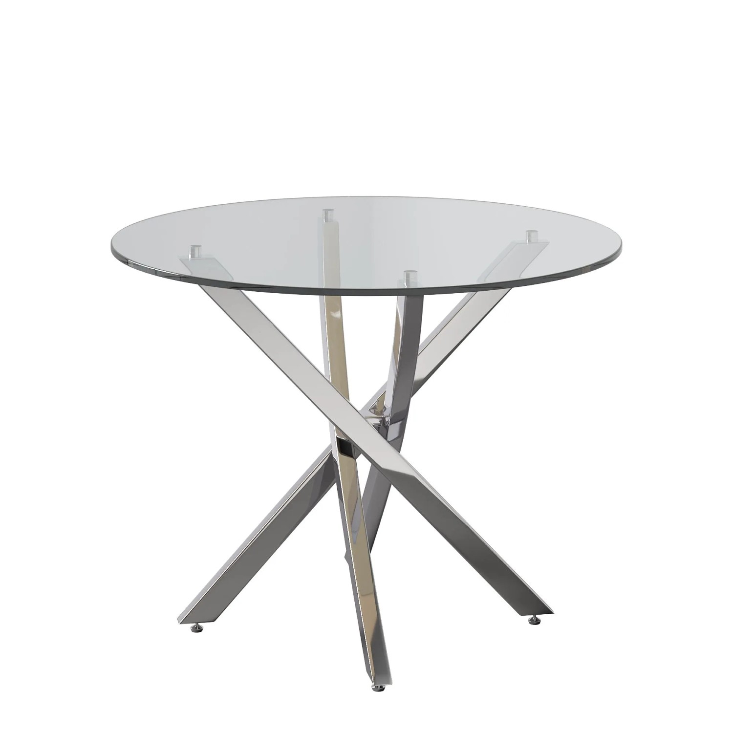 Merax Runder Esstisch 80 cm Glasplatte Silber