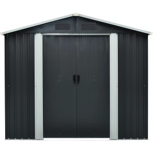 Pergart Metall-Gerätehaus Düsseldorf, grau-creme, 3,66 m²: Robustes Gerätehaus für den Garten.