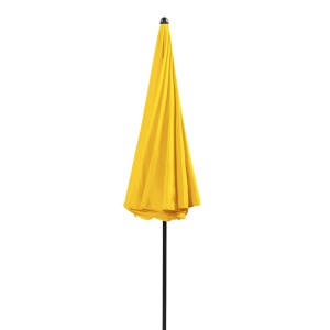 Geschlossener, gelber Doppler Balkonschirm Sunline Ø 200 cm mit Schieber.
